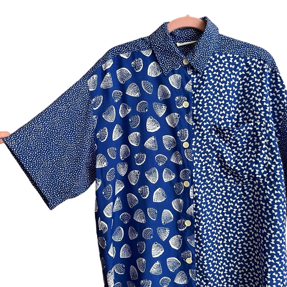 Vintage Weathervane Button Up Top Patchwork Beach… - image 4